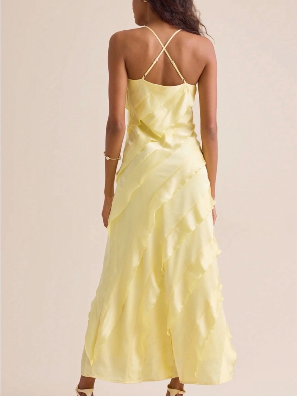 Altar'd State Pale Yellow Ruffled Slip Maxi Dress - Picture 2 of 5